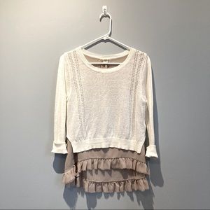 Anthropologie Yellow Bird Skirted Pullover